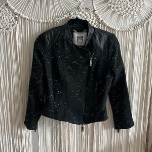 Milly Tweed and leather Trimmed Moto Jacket